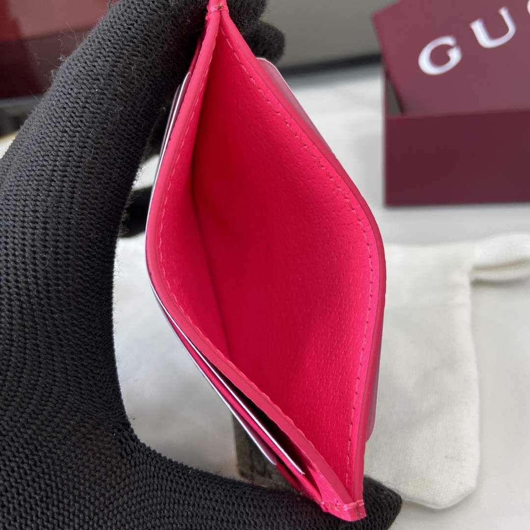 Gucci Bi-color GG card case 768248 pink leathe