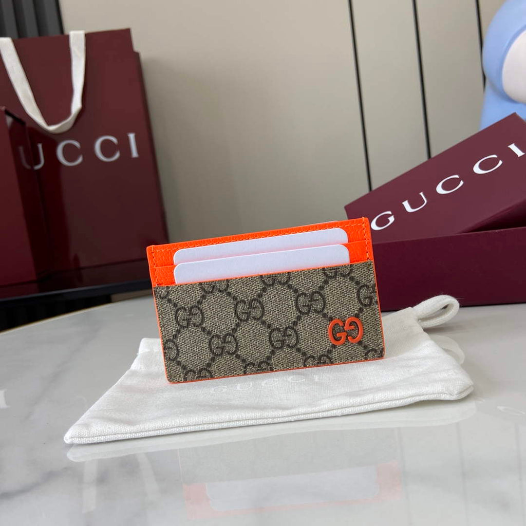 Gucci Bi-color GG card case 768248 orange leather