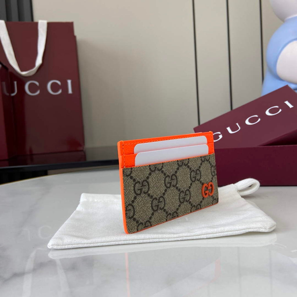 Gucci Bi-color GG card case 768248 orange leather