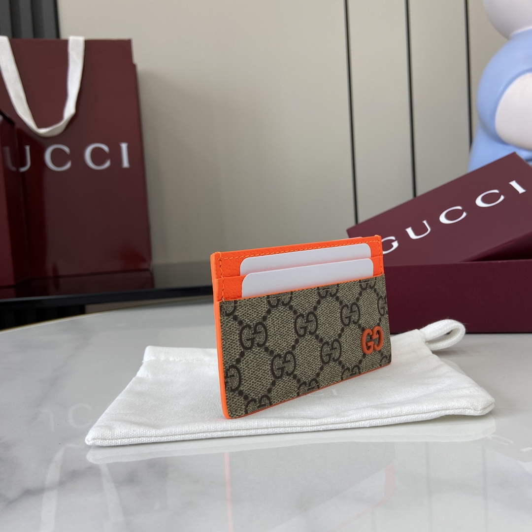 Gucci Bi-color GG card case 768248 orange leather