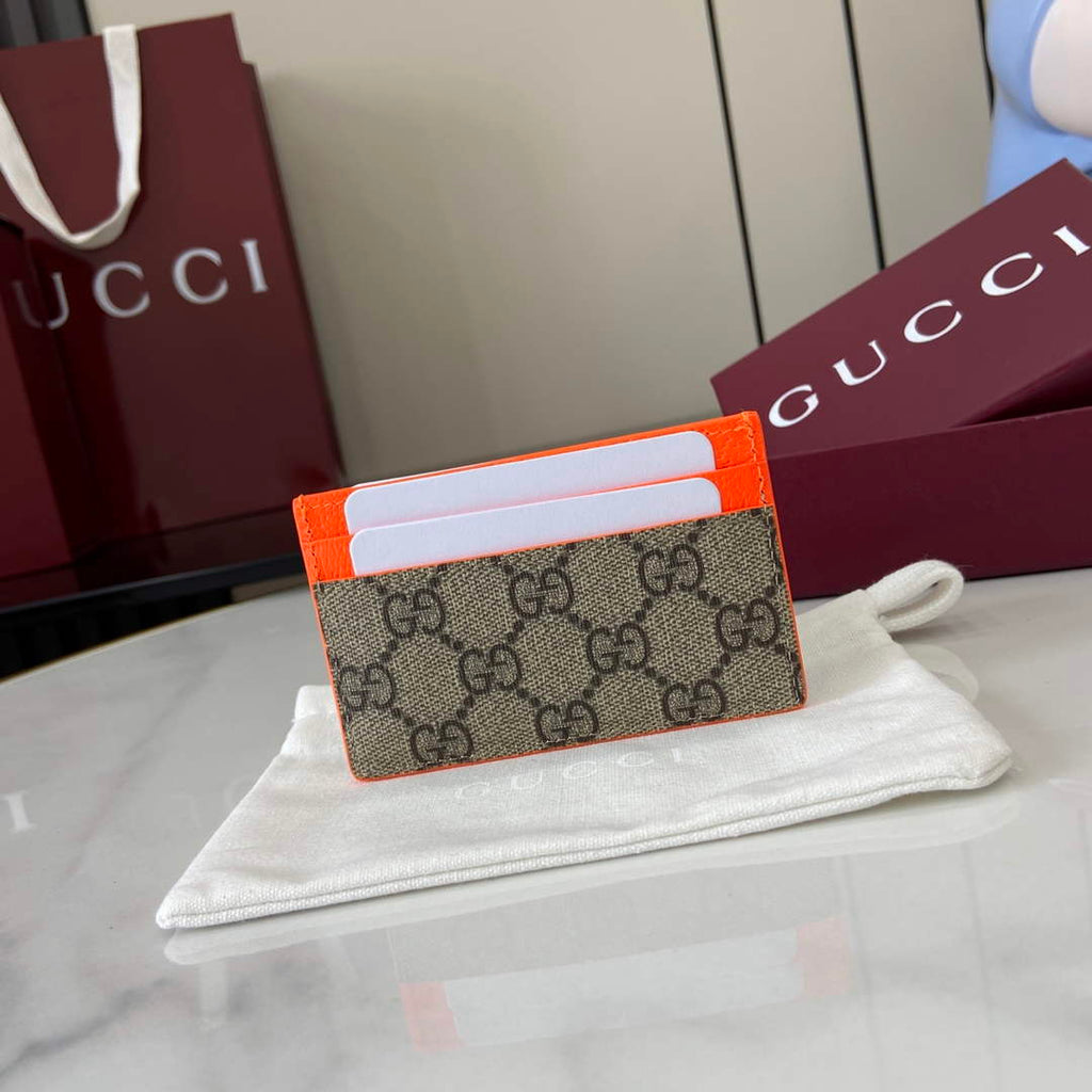 Gucci Bi-color GG card case 768248 orange leather
