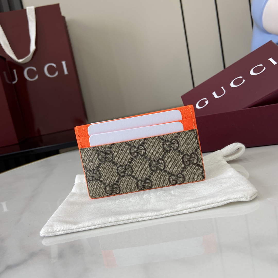 Gucci Bi-color GG card case 768248 orange leather