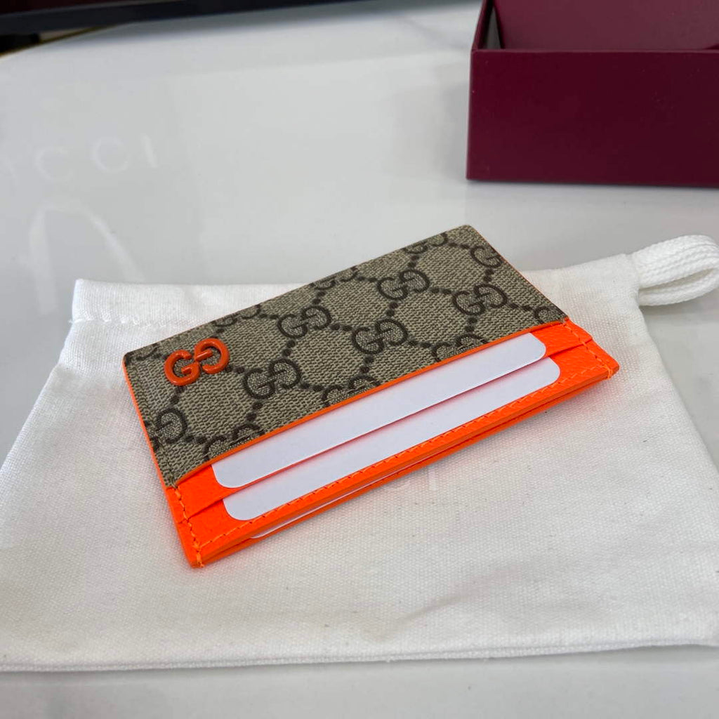 Gucci Bi-color GG card case 768248 orange leather