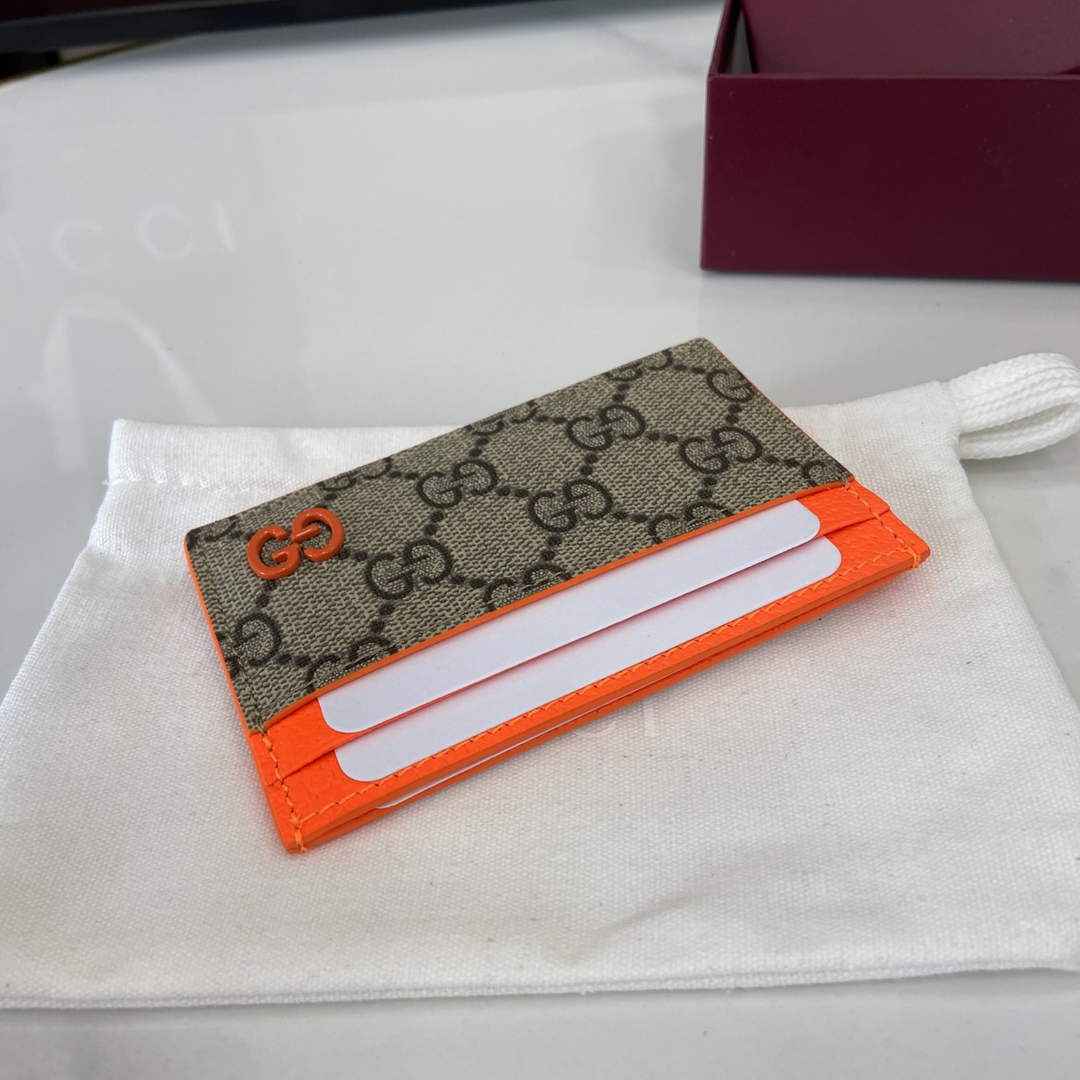 Gucci Bi-color GG card case 768248 orange leather