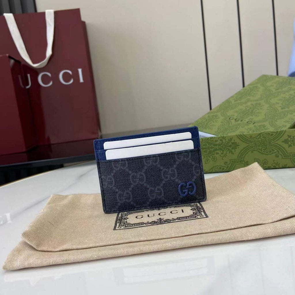 Gucci Bi-color GG card case 768248 blue leather