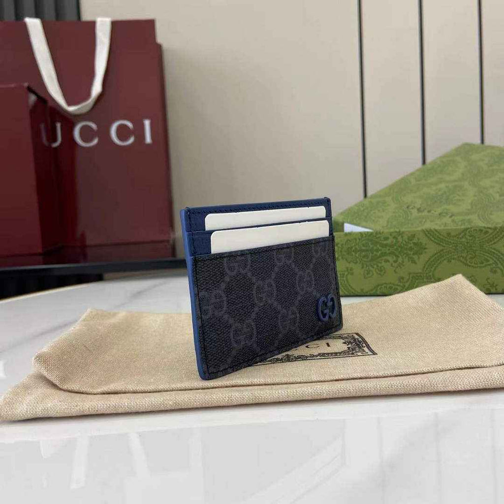 Gucci Bi-color GG card case 768248 blue leather