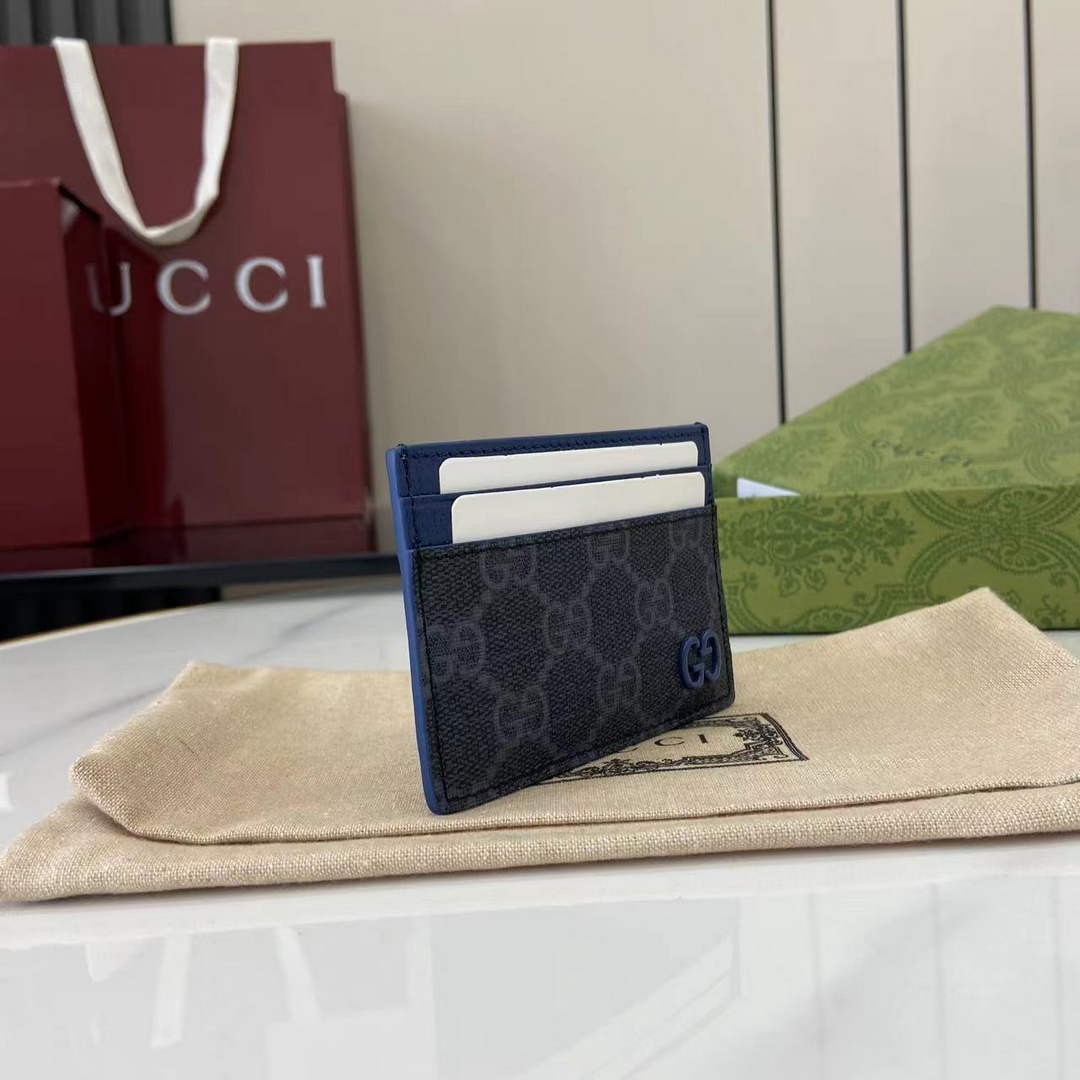 Gucci Bi-color GG card case 768248 blue leather