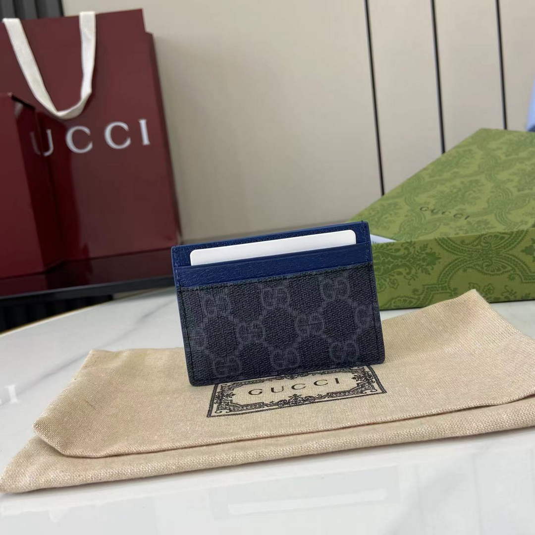 Gucci Bi-color GG card case 768248 blue leather