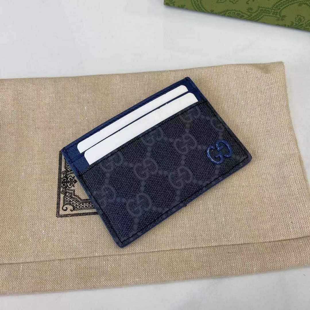 Gucci Bi-color GG card case 768248 blue leather
