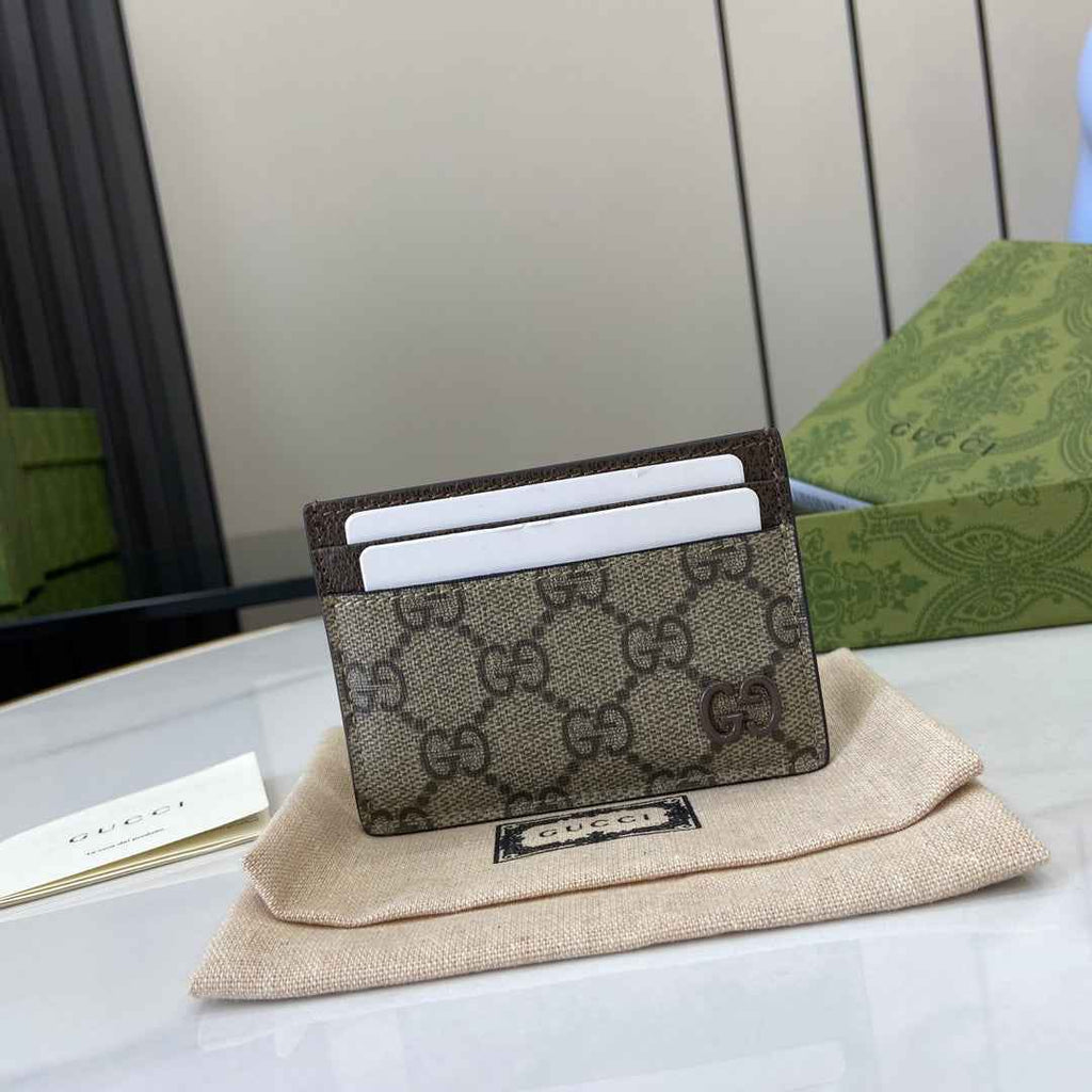 Gucci Bi-color GG card case 768248 coffee leather