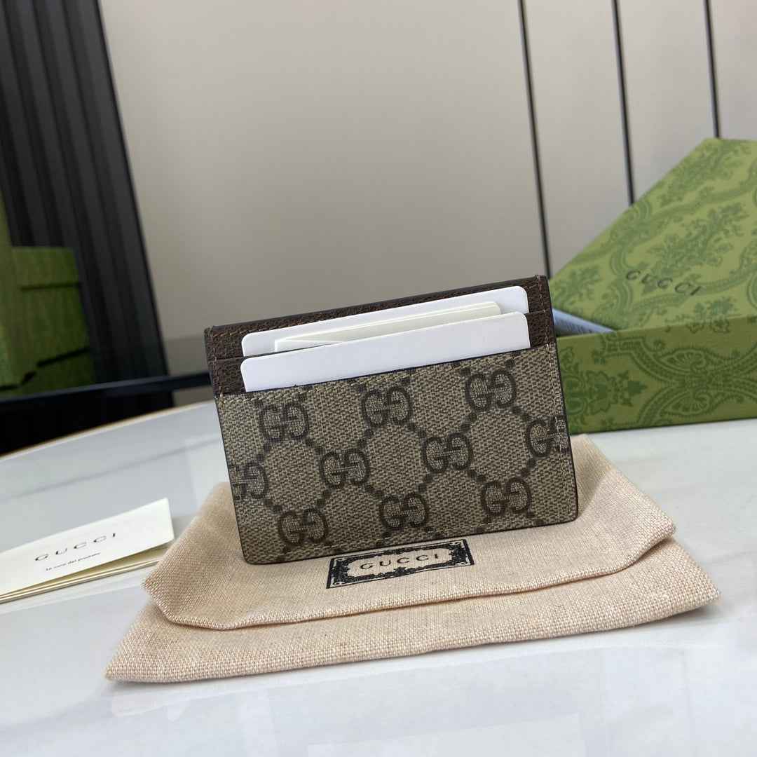 Gucci Bi-color GG card case 768248 coffee leather