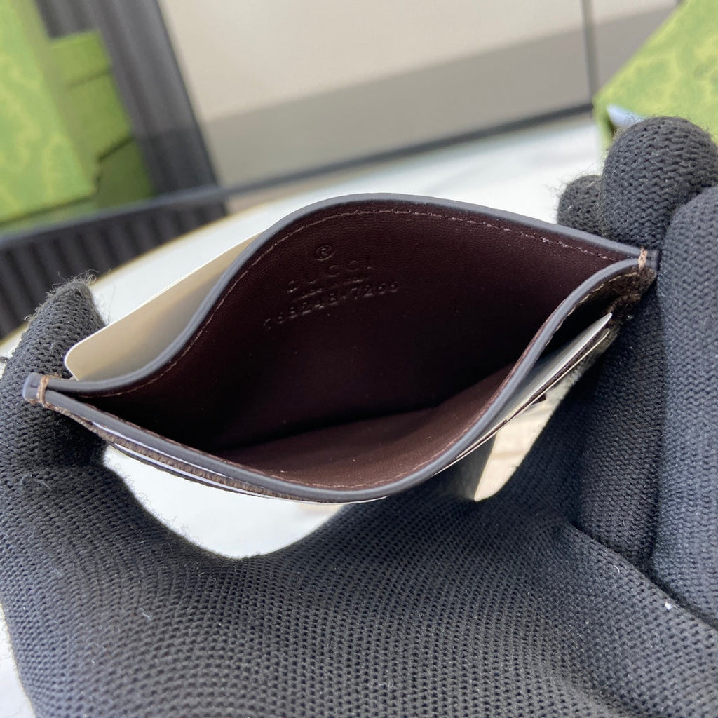 Gucci Bi-color GG card case 768248 coffee leather