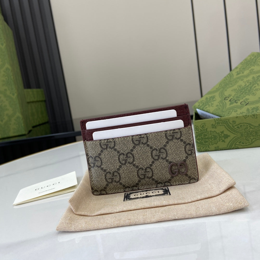 Gucci Bi-color GG card case 768248 wine red leather