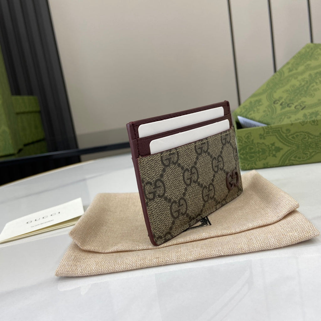 Gucci Bi-color GG card case 768248 wine red leather