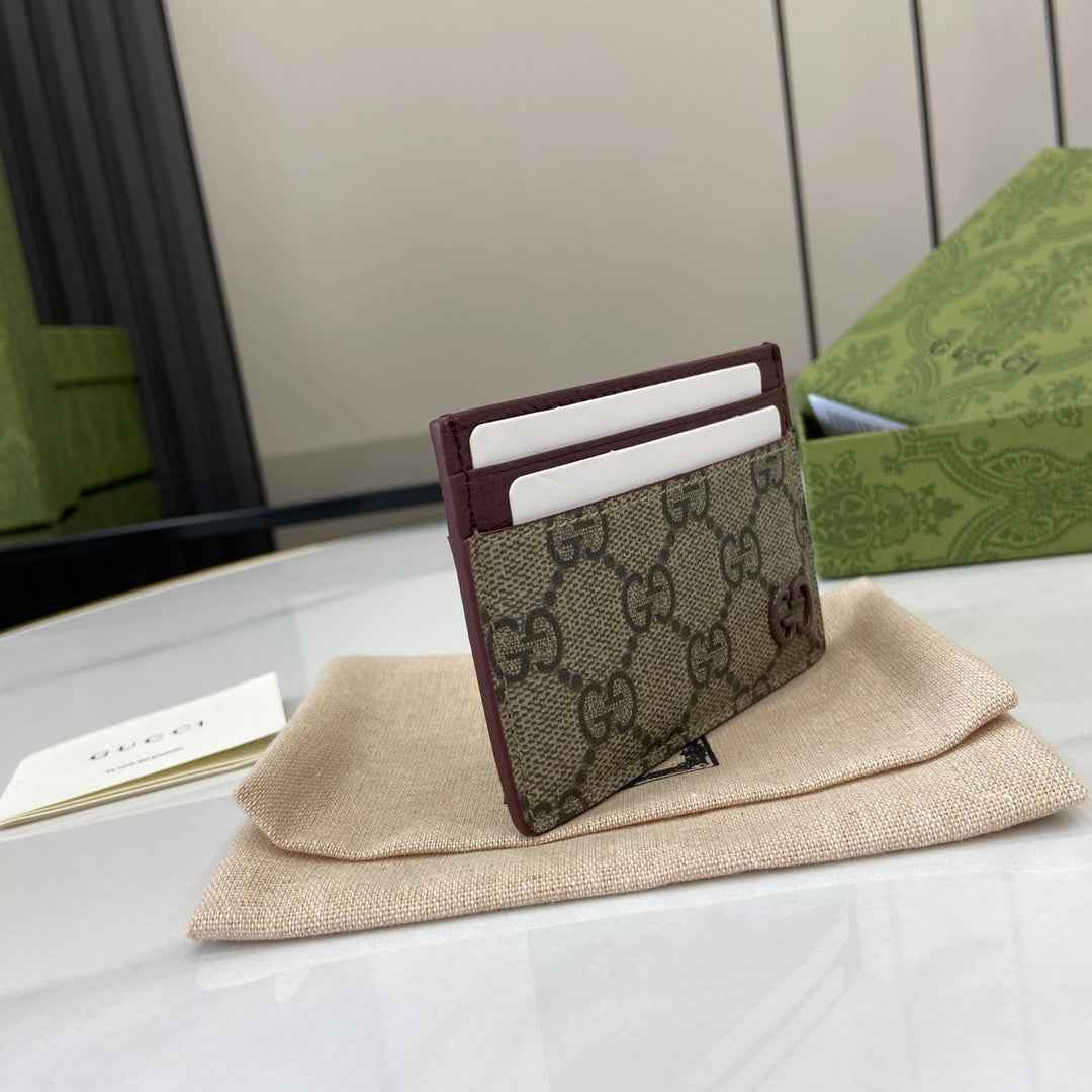 Gucci Bi-color GG card case 768248 wine red leather