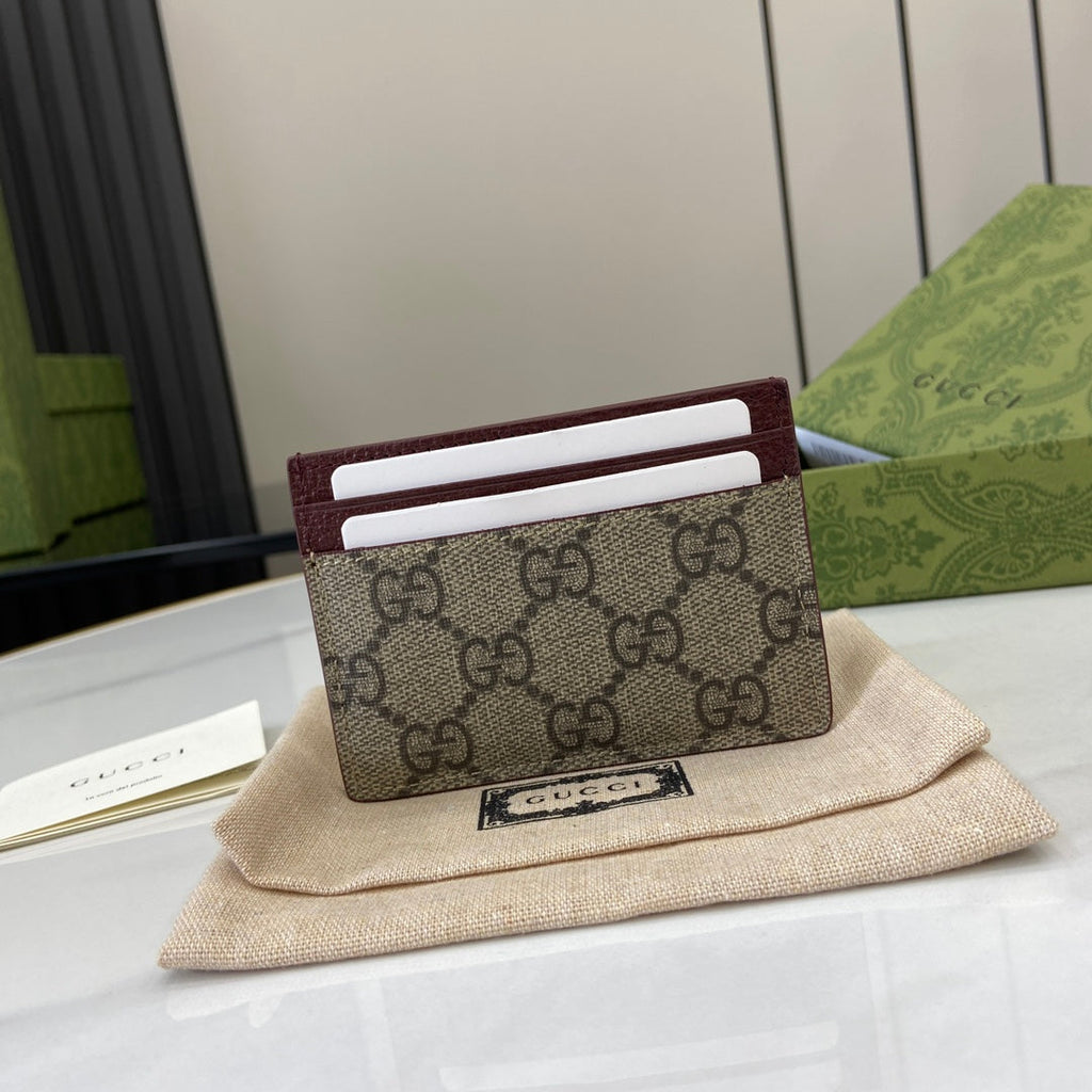 Gucci Bi-color GG card case 768248 wine red leather