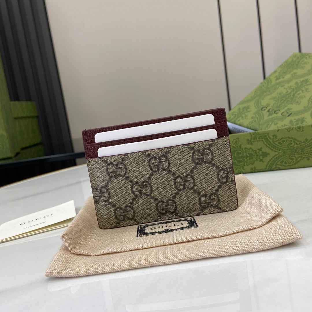 Gucci Bi-color GG card case 768248 wine red leather