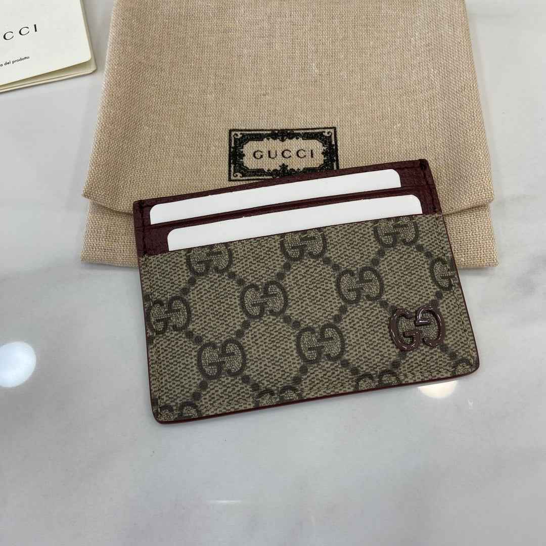Gucci Bi-color GG card case 768248 wine red leather