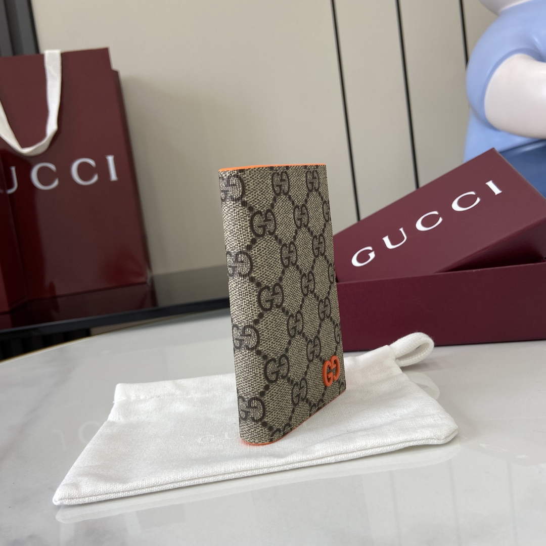 Gucci Bi-color GG long card case 768249 Orange Leather