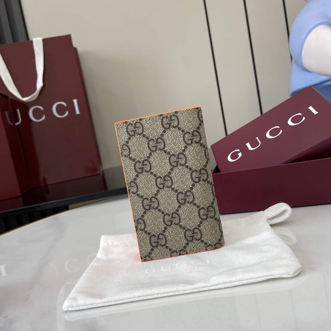 Gucci Bi-color GG long card case 768249 Orange Leather