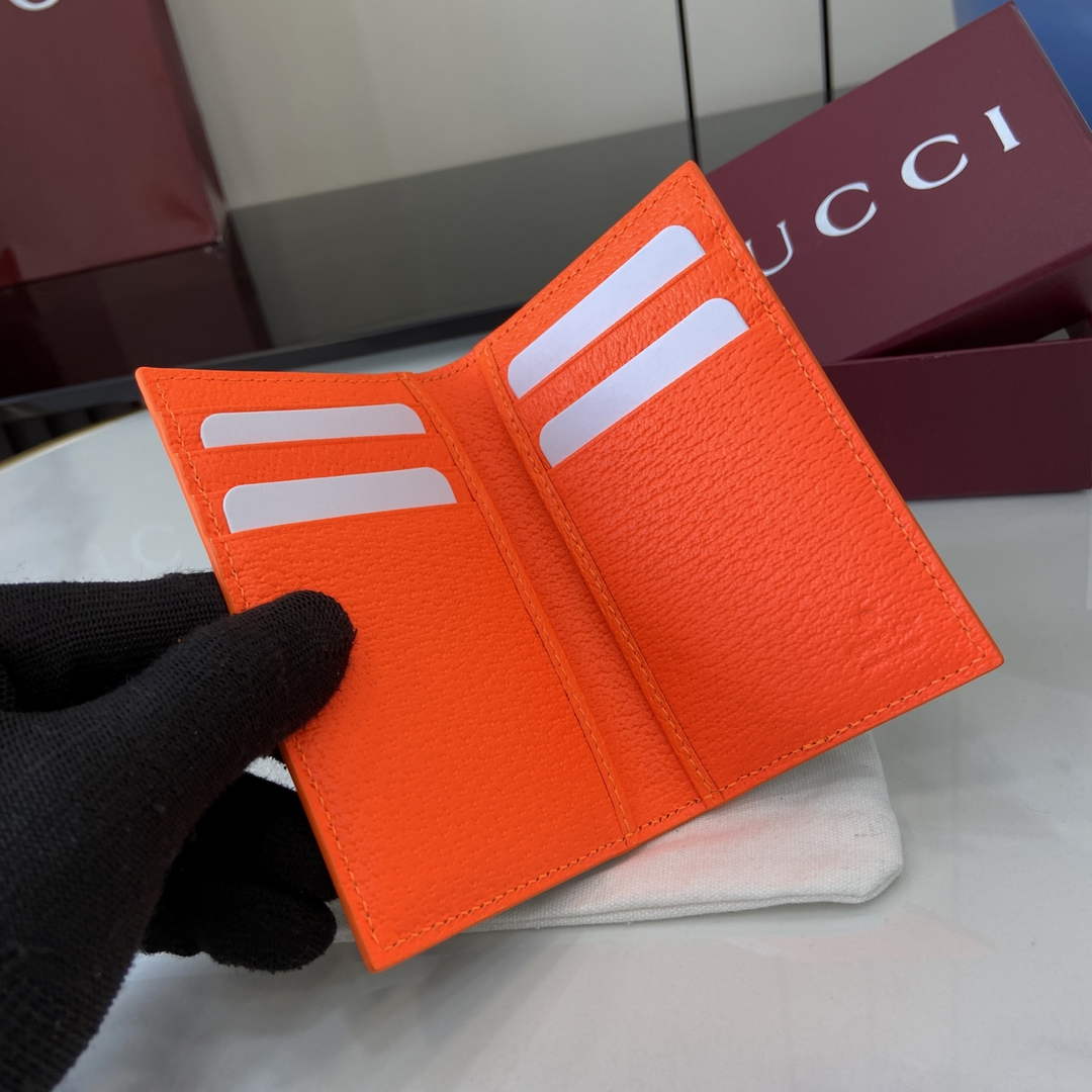 Gucci Bi-color GG long card case 768249 Orange Leather