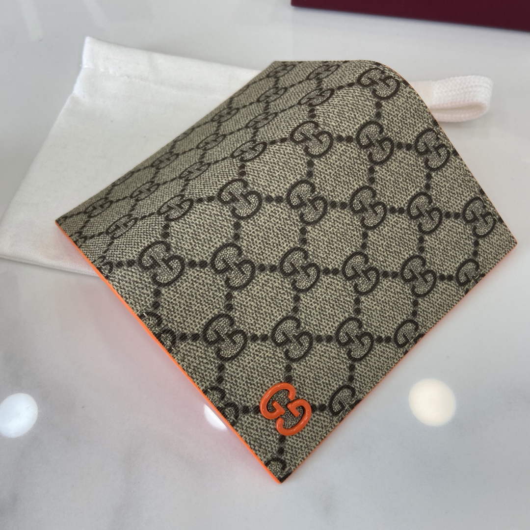 Gucci Bi-color GG long card case 768249 Orange Leather