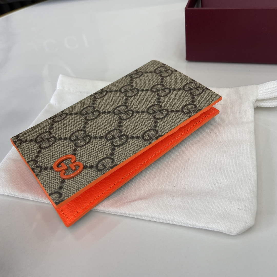 Gucci Bi-color GG long card case 768249 Orange Leather