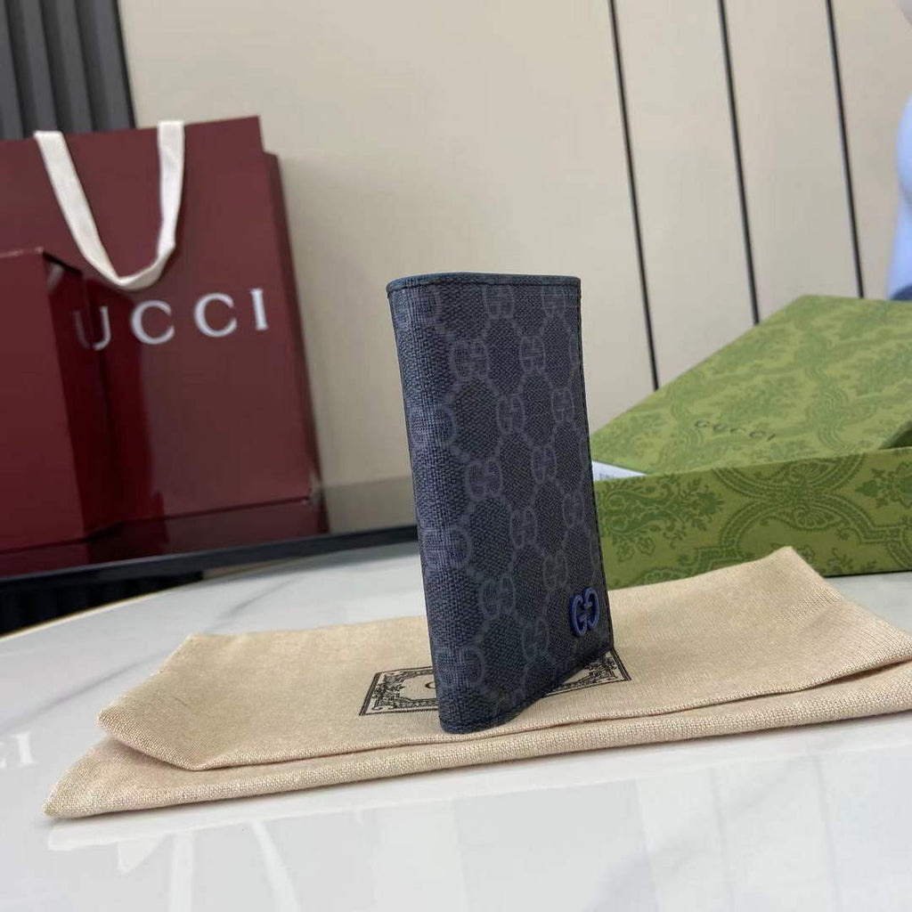 Gucci Bi-color GG long card case 768249 Blue Leather
