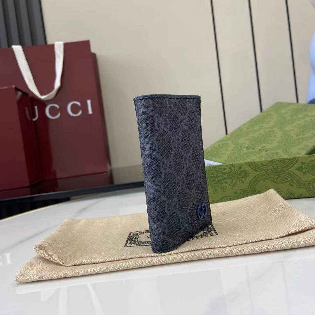 Gucci Bi-color GG long card case 768249 Blue Leather