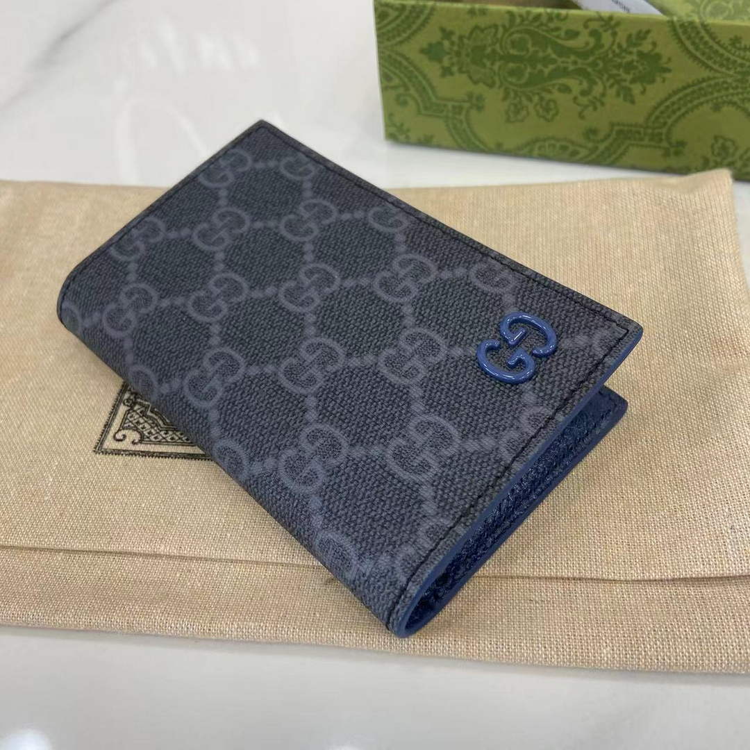 Gucci Bi-color GG long card case 768249 Blue Leather