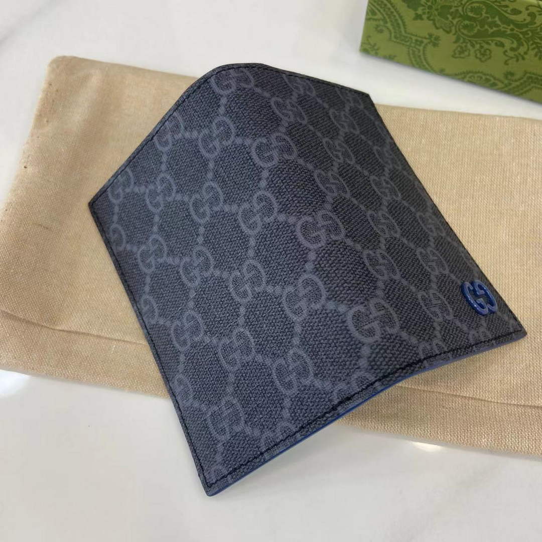 Gucci Bi-color GG long card case 768249 Blue Leather