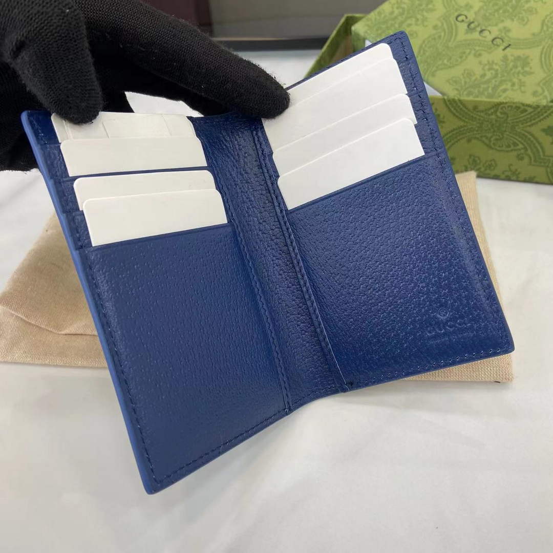Gucci Bi-color GG long card case 768249 Blue Leather