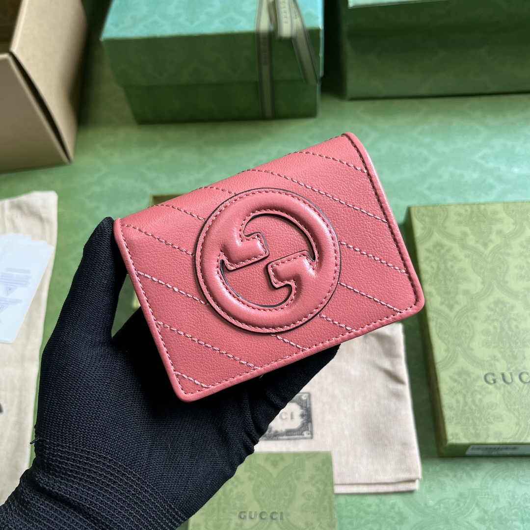 Gucci Blondie card case wallet 760317 in Pink leather ‎