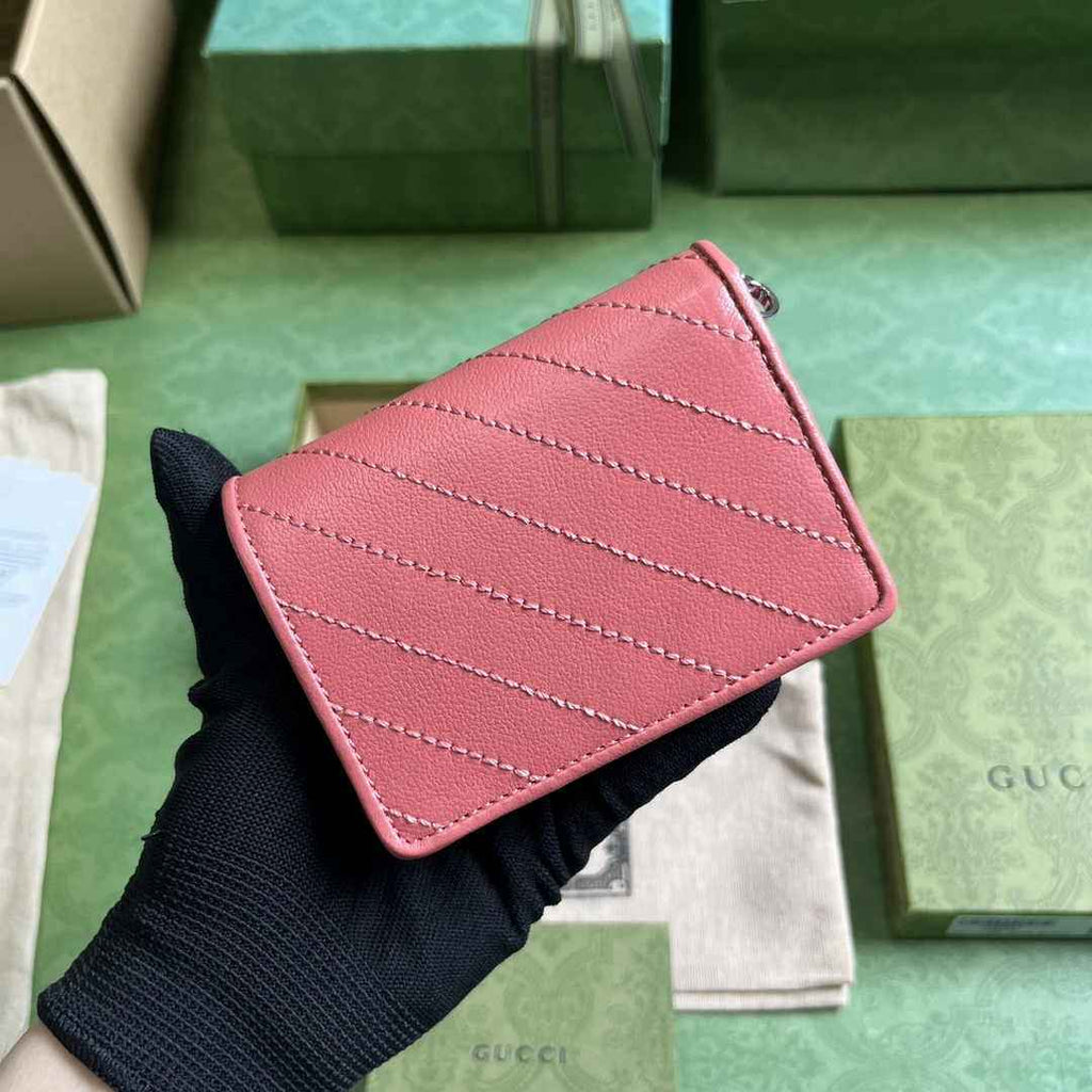 Gucci Blondie card case wallet 760317 in Pink leather ‎
