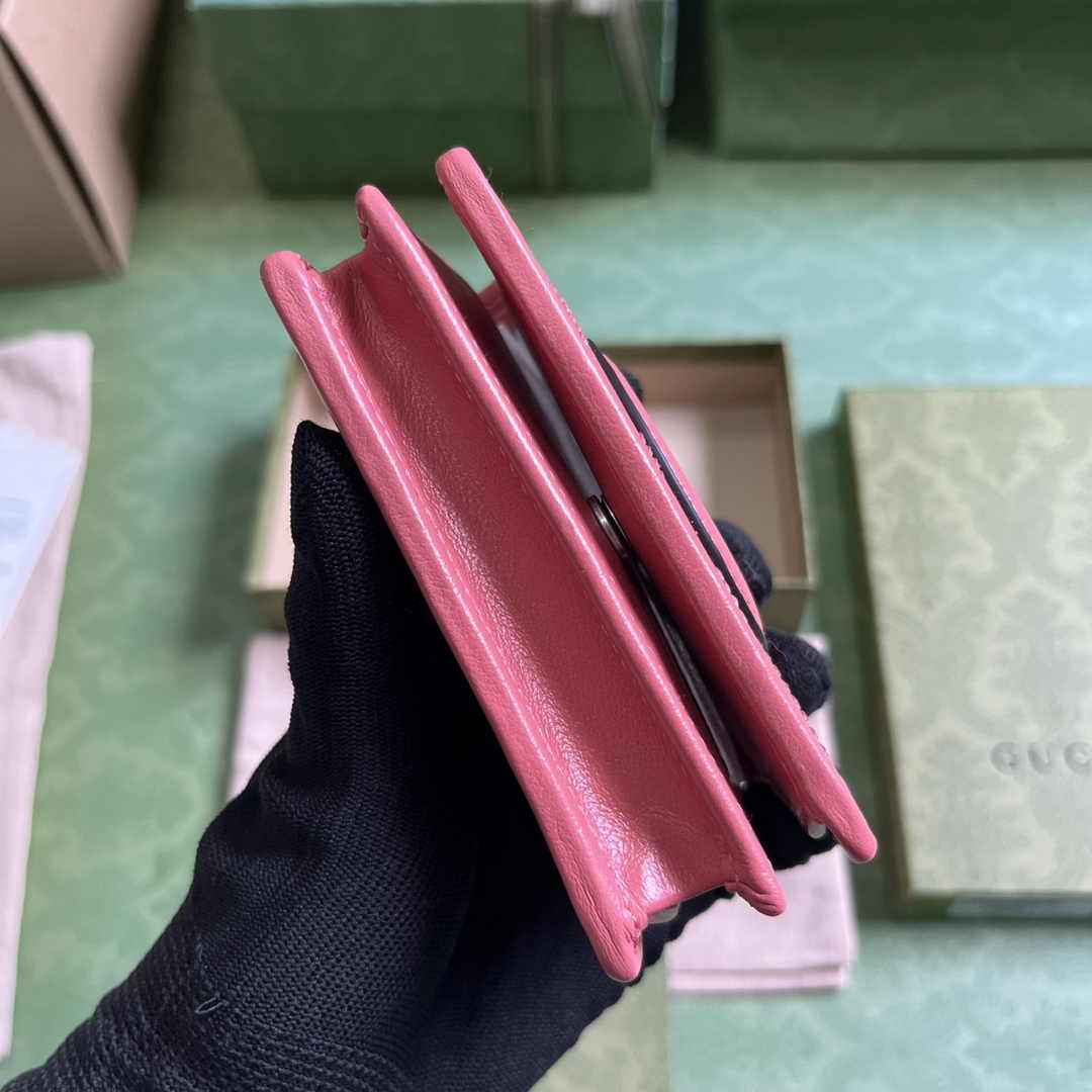 Gucci Blondie card case wallet 760317 in Pink leather ‎