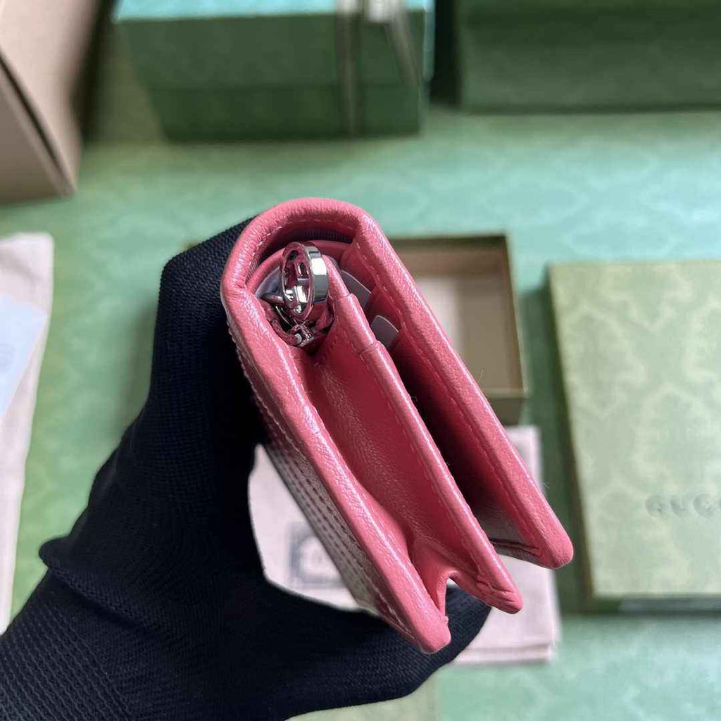 Gucci Blondie card case wallet 760317 in Pink leather ‎