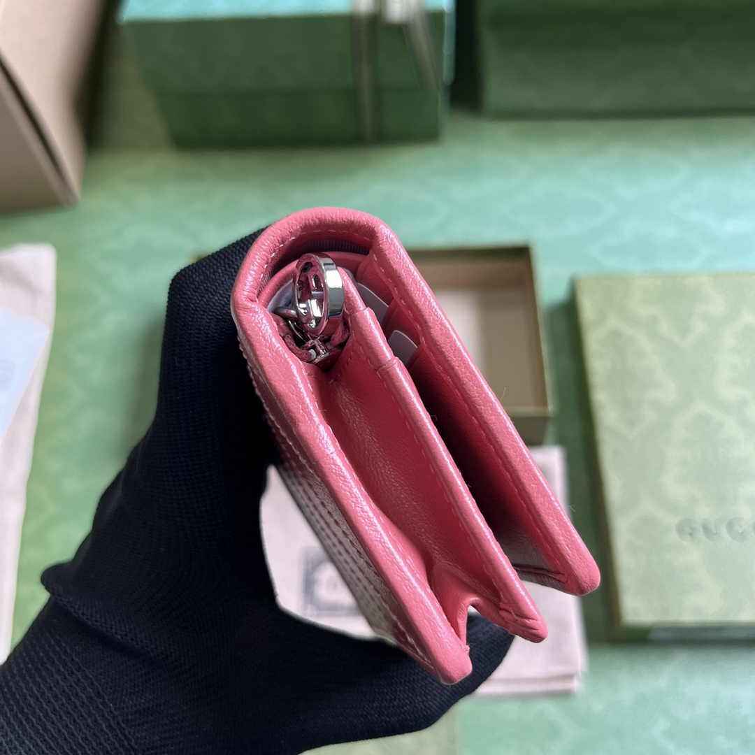 Gucci Blondie card case wallet 760317 in Pink leather ‎
