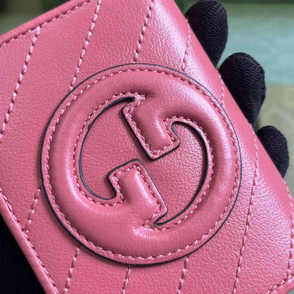 Gucci Blondie card case wallet 760317 in Pink leather ‎