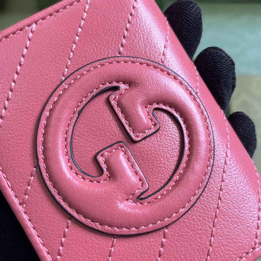 Gucci Blondie card case wallet 760317 in Pink leather ‎