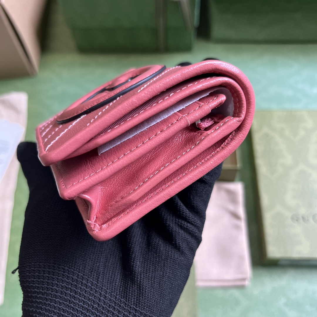 Gucci Blondie card case wallet 760317 in Pink leather ‎