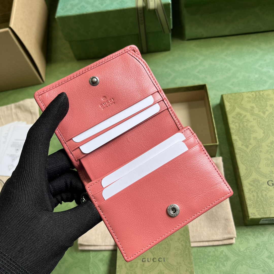 Gucci Blondie card case wallet 760317 in Pink leather ‎