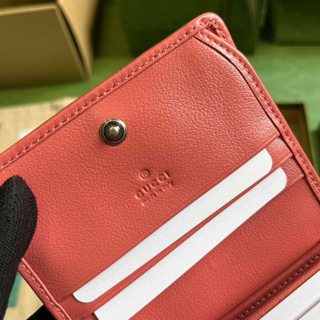 Gucci Blondie card case wallet 760317 in Pink leather ‎