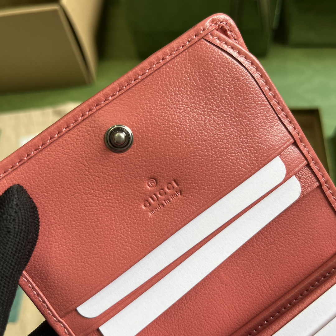 Gucci Blondie card case wallet 760317 in Pink leather ‎