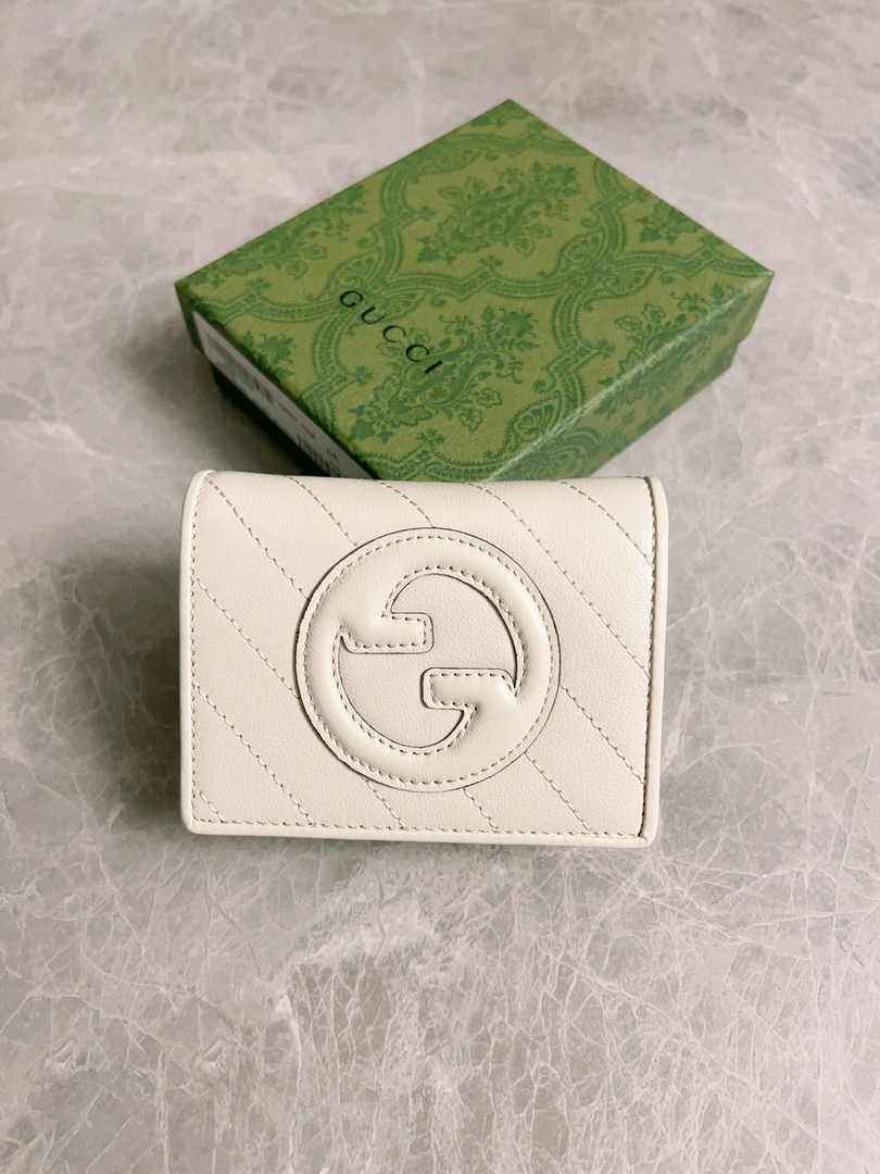 Gucci Blondie card case wallet 760317 in beige leather ‎