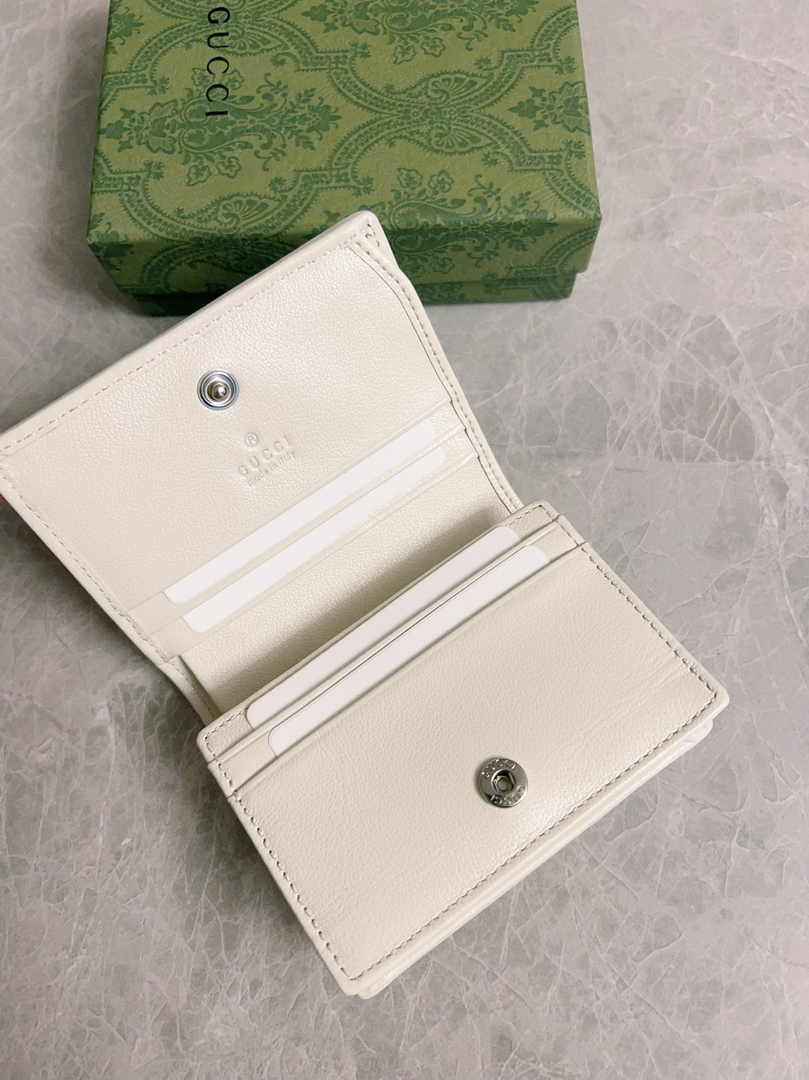 Gucci Blondie card case wallet 760317 in beige leather ‎