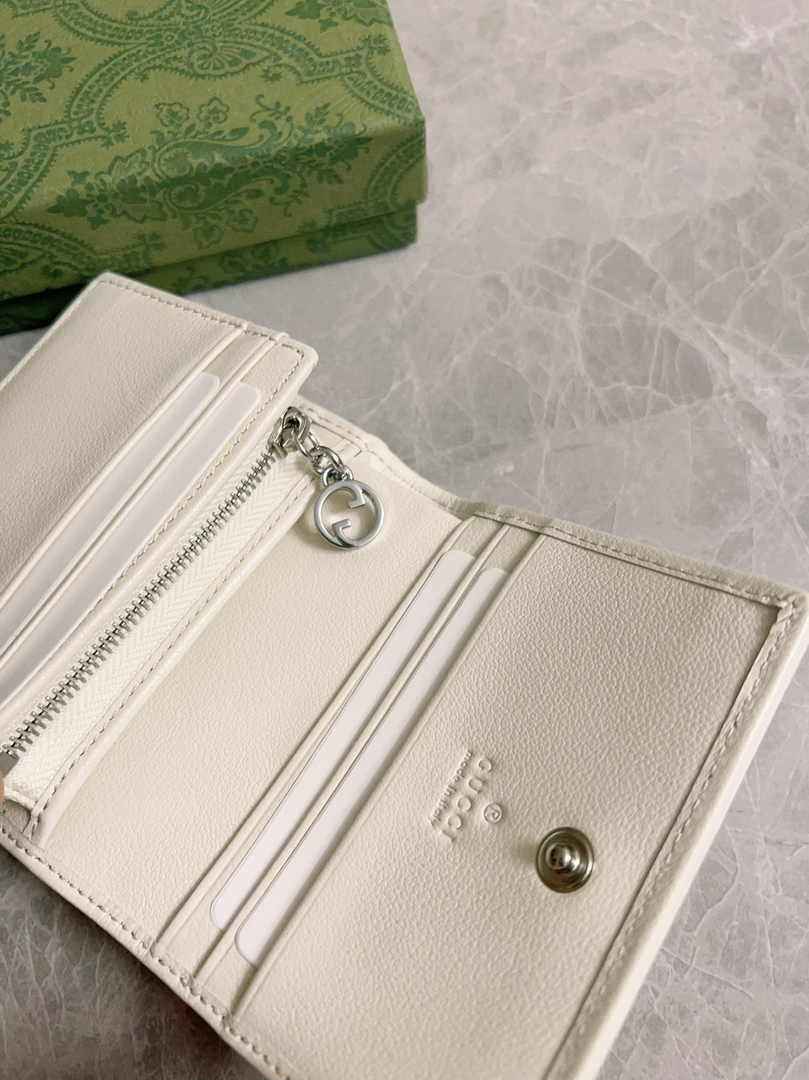 Gucci Blondie card case wallet 760317 in beige leather ‎