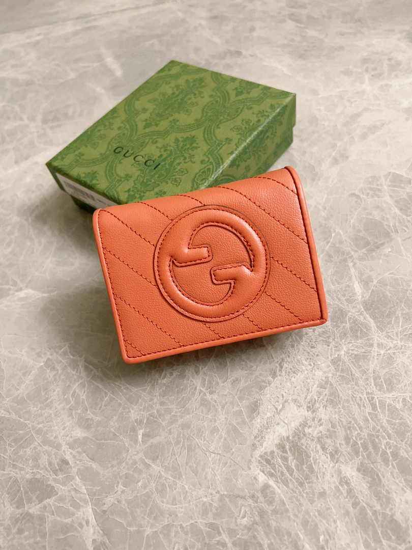 Gucci Blondie card case wallet 760317 in orange leather ‎
