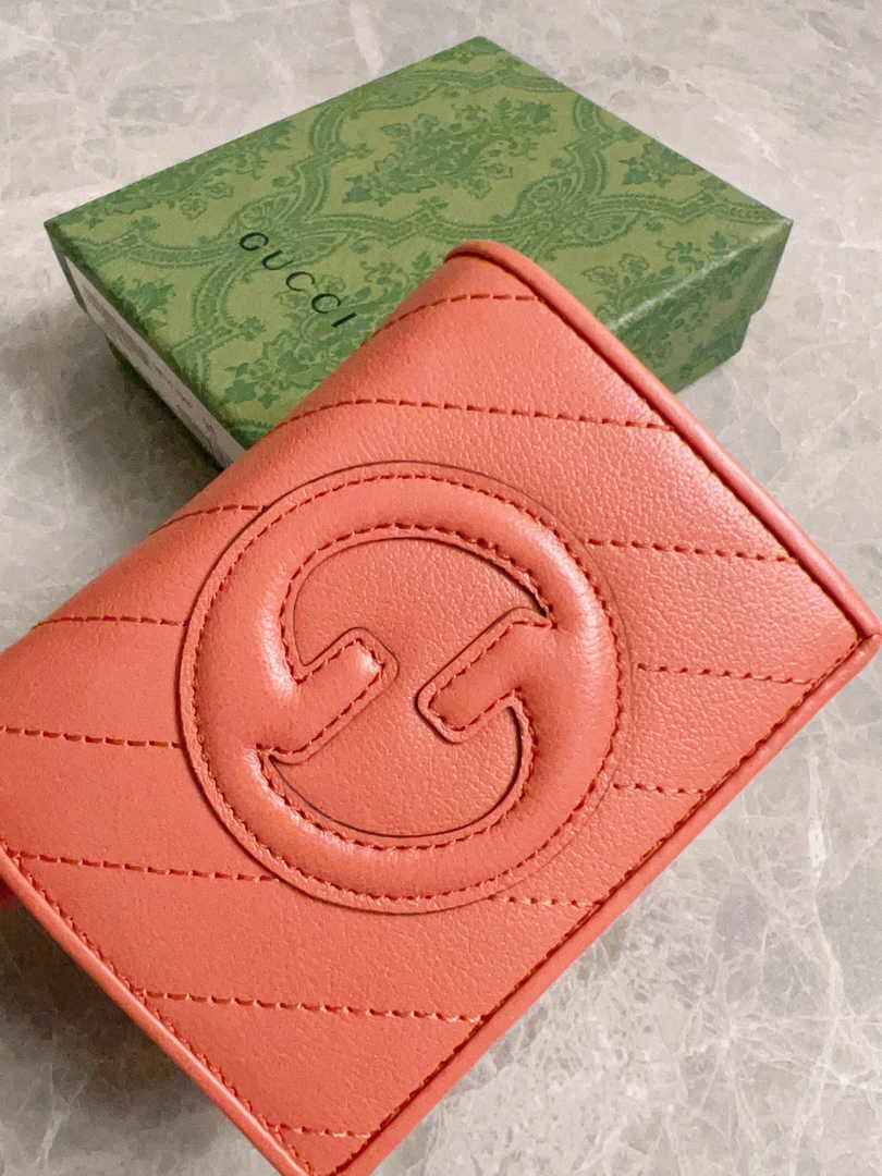 Gucci Blondie card case wallet 760317 in orange leather ‎