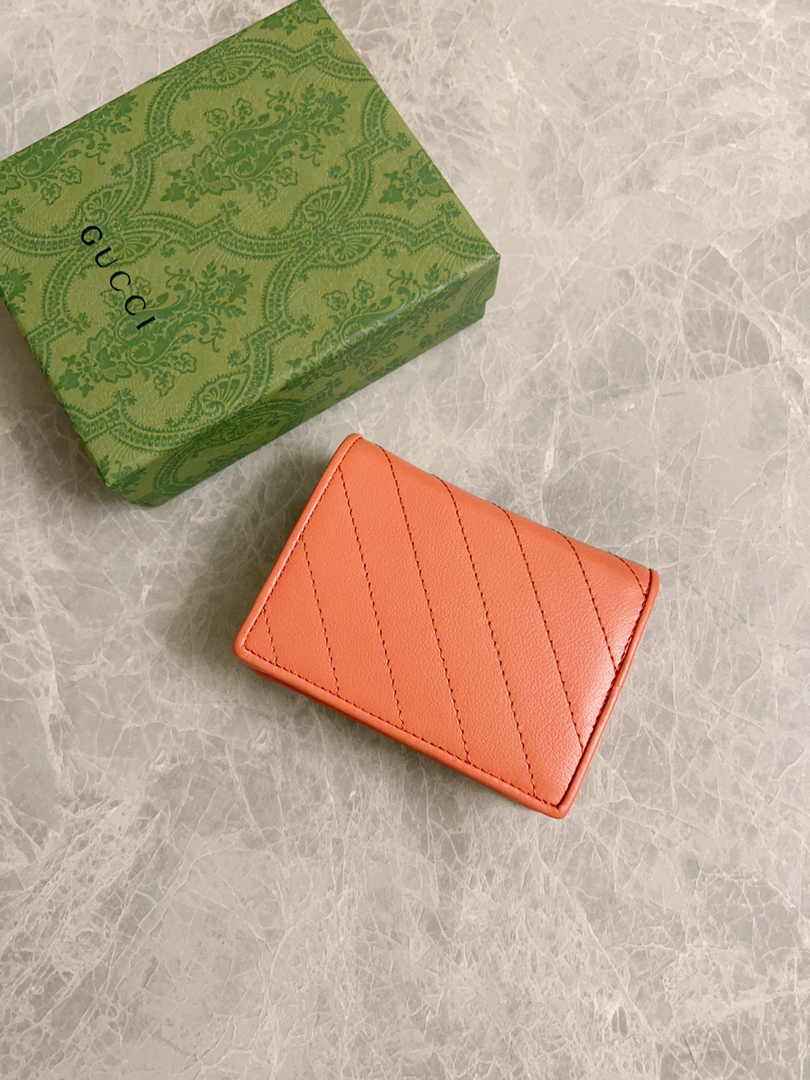Gucci Blondie card case wallet 760317 in orange leather ‎