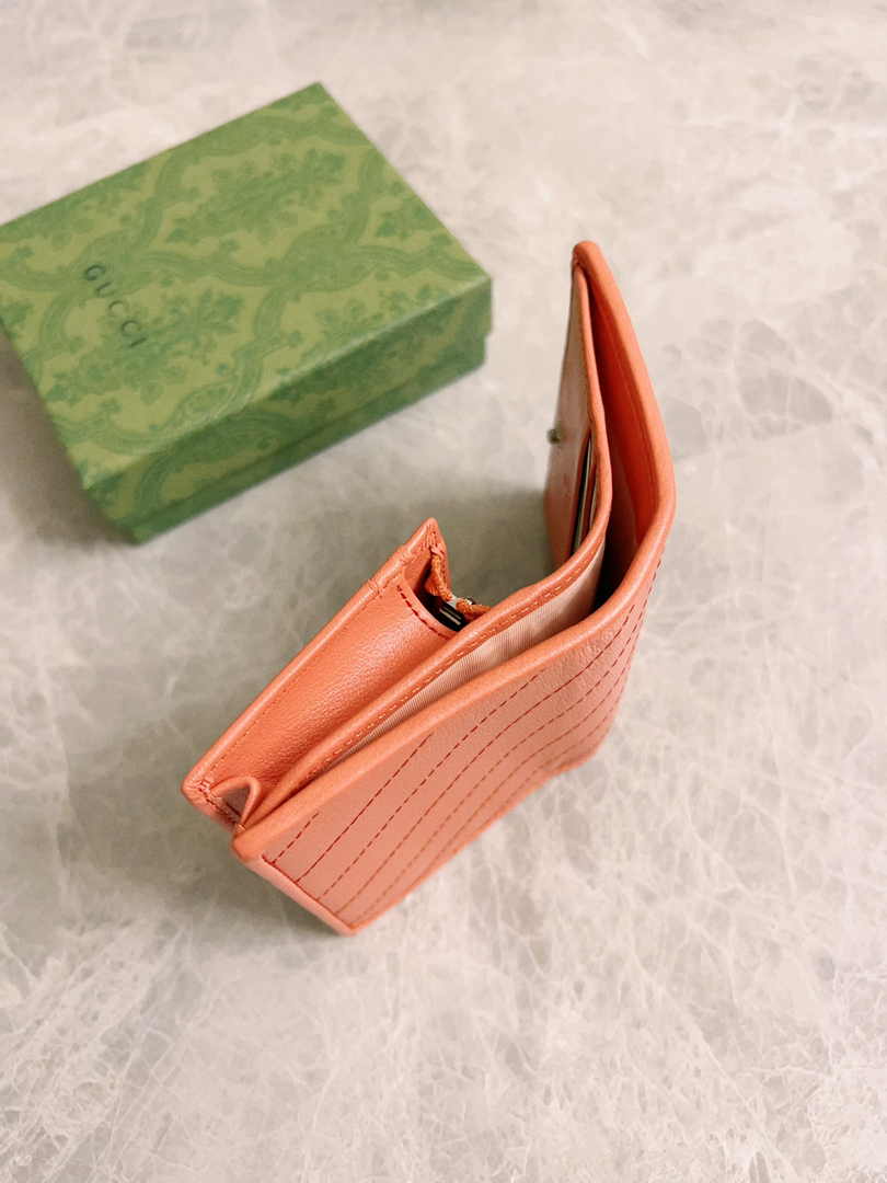 Gucci Blondie card case wallet 760317 in orange leather ‎